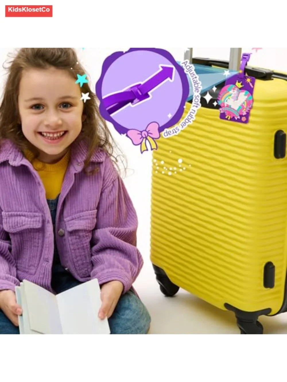 2 Pack Silicone Kids Luggage Tags for Backpack Suitcases Travel Essentials Name